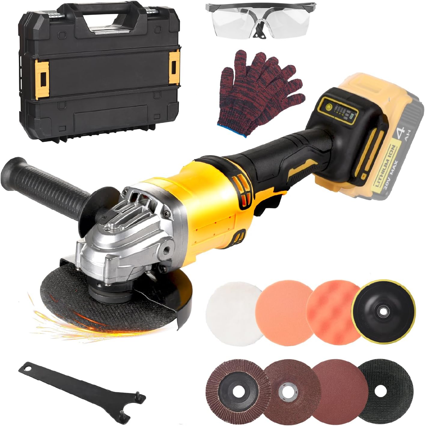Angle Grinder Compatible with Dewalt 20V Max Battery(NO Battery) Cordless Angle Grinder.4-1/2 Blades Brushless Grinder for Cutting. Griding. Polishing(10000RPM) Battery Powered Angle Grinder