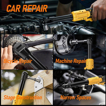 3/8" Cordless Ratchet Wrench Compatible with Dewalt 20V MAX Batteries(No Battery) 80FT-LBS Electric Ratchet Wrench,6.7-inch Extended Ratchet Wrench with 5 Speed, Sockets Set, Adapters and Tool Bag