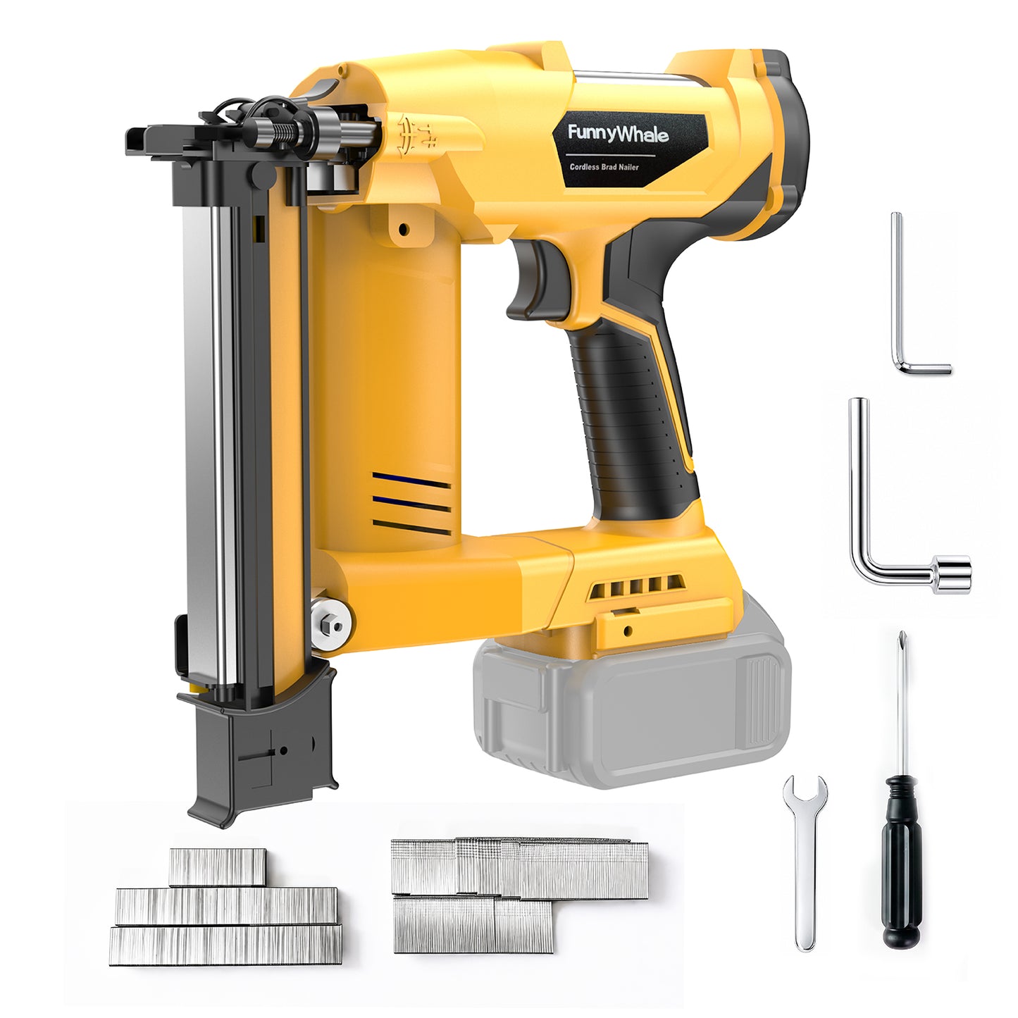 3-in-1 Cordless Brad Nailer Compatible with Dewalt 20V Battery(No Battery) 16GA & 18 GA Finish Nailer, Brad Nailer, and Narrow Crown Staple Gun with Adjustable Depth,Tool-Free Jam Release