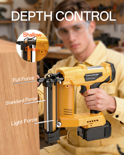 3-in-1 Cordless Brad Nailer Compatible with Dewalt 20V Battery(No Battery) 16GA & 18 GA Finish Nailer, Brad Nailer, and Narrow Crown Staple Gun with Adjustable Depth,Tool-Free Jam Release