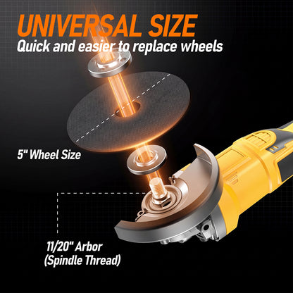 Cordless Angle Grinder Compatible with Dewalt 20V Max Battery(NO Battery) Brushless 5" Angle Grinder for Cutting, Griding, Polishing(9300RPM)