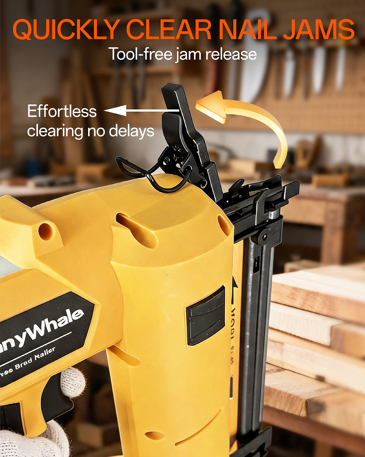 3-in-1 Cordless Brad Nailer Compatible with Dewalt 20V Battery(No Battery) 16GA & 18 GA Finish Nailer, Brad Nailer, and Narrow Crown Staple Gun with Adjustable Depth,Tool-Free Jam Release