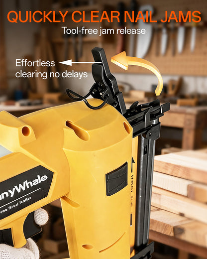 3-in-1 Cordless Brad Nailer Compatible with Dewalt 20V Battery(No Battery) 16GA & 18 GA Finish Nailer, Brad Nailer, and Narrow Crown Staple Gun with Adjustable Depth,Tool-Free Jam Release