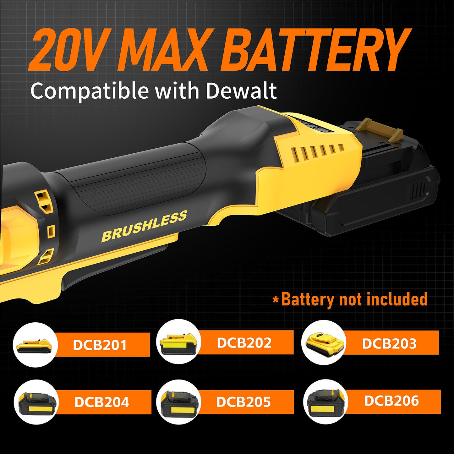 3/8" Cordless Ratchet Wrench Compatible with Dewalt 20V MAX Batteries(No Battery) 80FT-LBS Electric Ratchet Wrench,6.7-inch Extended Ratchet Wrench with 5 Speed, Sockets Set, Adapters and Tool Bag