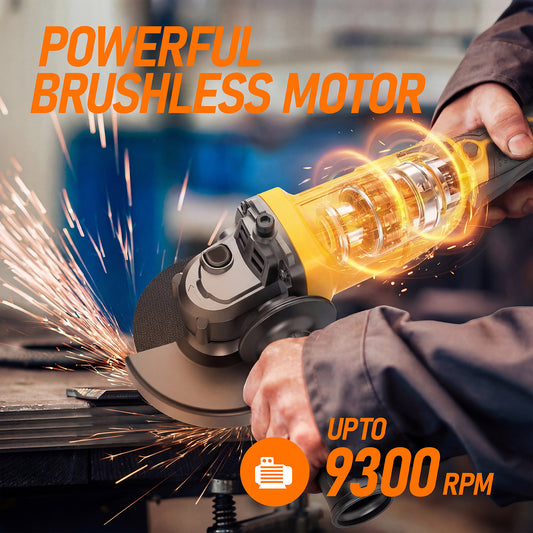 Cordless Angle Grinder Compatible with Dewalt 20V Max Battery(NO Battery) Brushless 5" Angle Grinder for Cutting, Griding, Polishing(9300RPM)