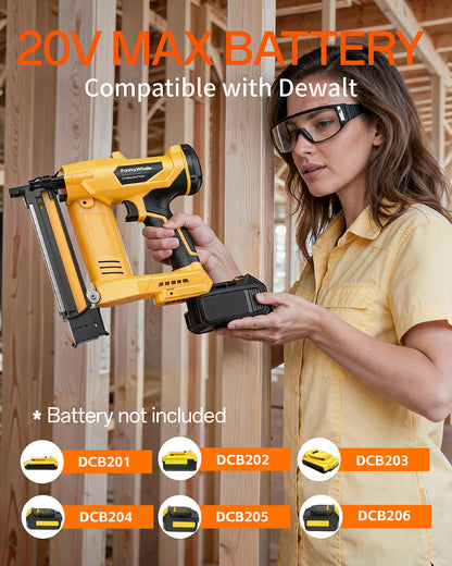 3-in-1 Cordless Brad Nailer Compatible with Dewalt 20V Battery(No Battery) 16GA & 18 GA Finish Nailer, Brad Nailer, and Narrow Crown Staple Gun with Adjustable Depth,Tool-Free Jam Release
