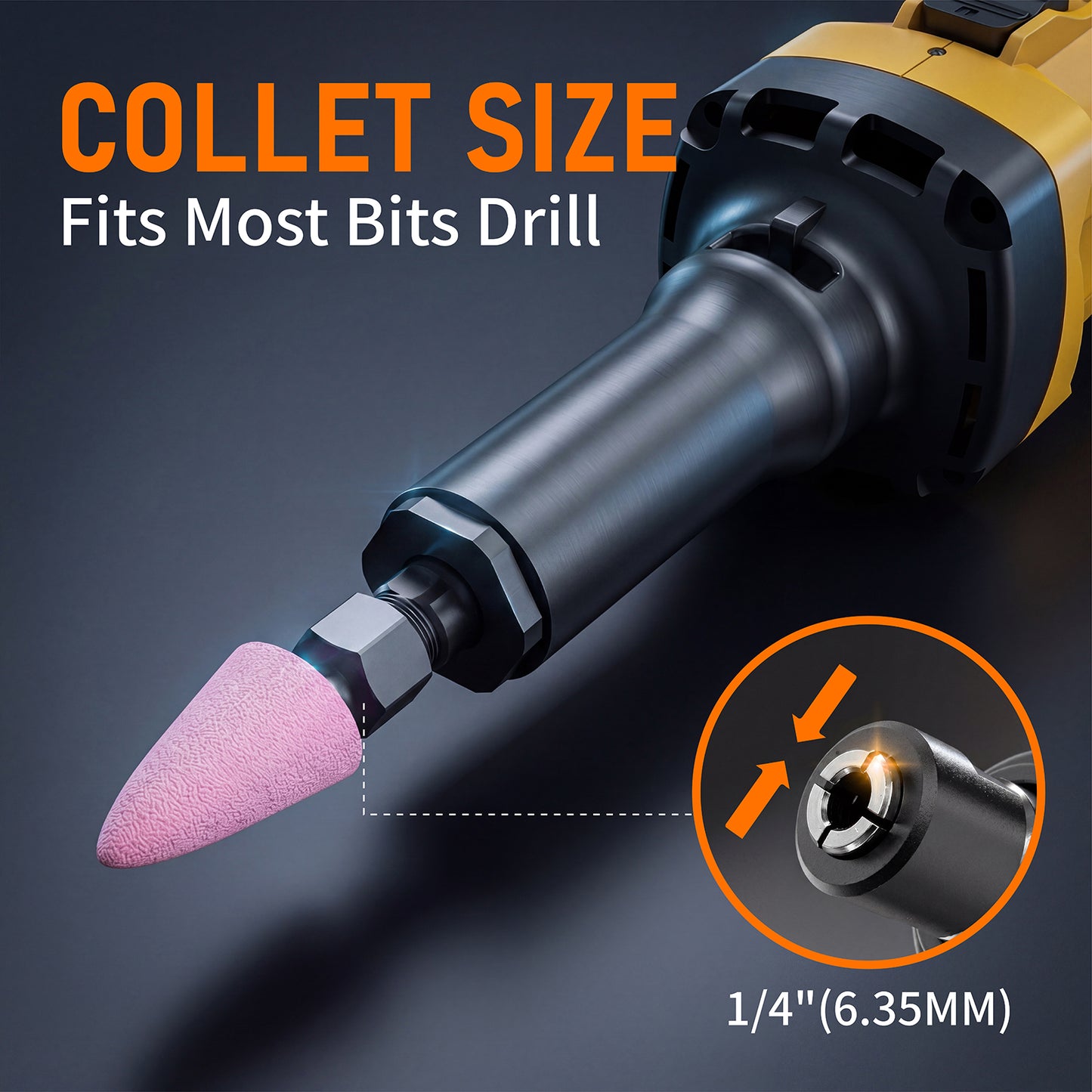 Cordless Die Grinder Compatible with Dewalt 20V Battery(No Battery) Brushless Die Grinder Up to 26500RPM, 1/4" Precision Collet, 6 Speed Power Grinder for Metal Wood Plastic Grind