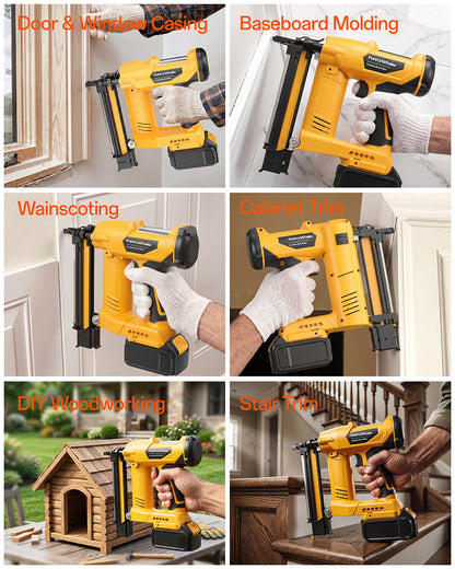 3-in-1 Cordless Brad Nailer Compatible with Dewalt 20V Battery(No Battery) 16GA & 18 GA Finish Nailer, Brad Nailer, and Narrow Crown Staple Gun with Adjustable Depth,Tool-Free Jam Release