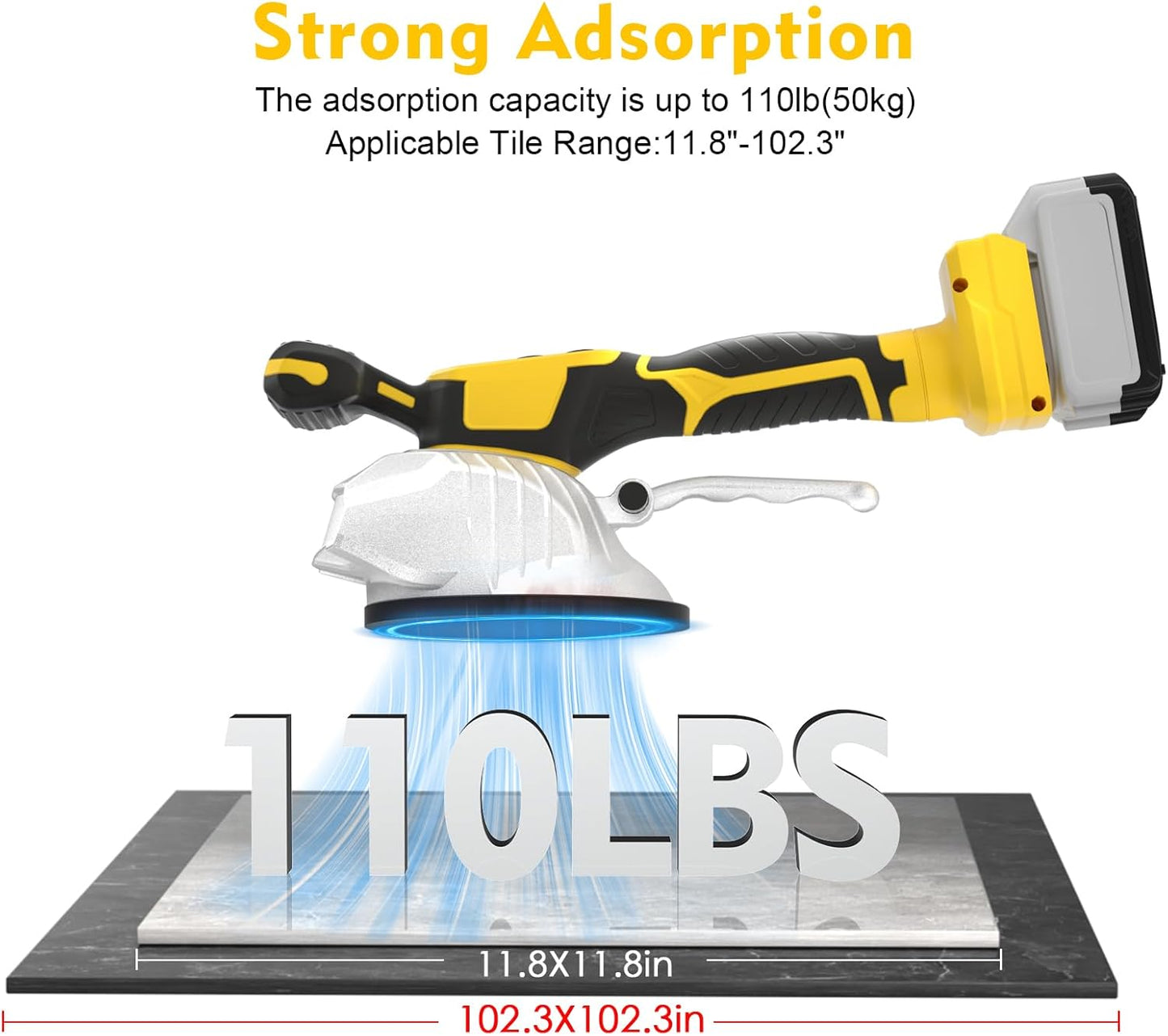 Tile Vibration Tool Compatible with Dewalt 20V Max Battery(No Battery) Tile Vibration Leveling Machine with 8 Level.Digital Display.Suction Cup & & Lock Design for Floor/Tile/Wall