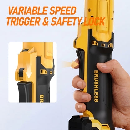 3/8" Cordless Ratchet Wrench Compatible with Dewalt 20V MAX Batteries(No Battery) 80FT-LBS Electric Ratchet Wrench,6.7-inch Extended Ratchet Wrench with 5 Speed, Sockets Set, Adapters and Tool Bag