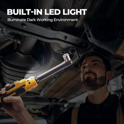 3/8 Extended Cordless Ratchet Wrench Compatible with Dewalt 20V MAX Batteries(No Battery) 60Ft-Lbs Electric Power Ratchet Wrench.Built-in LED Light. Extended 6-inch Long Neck