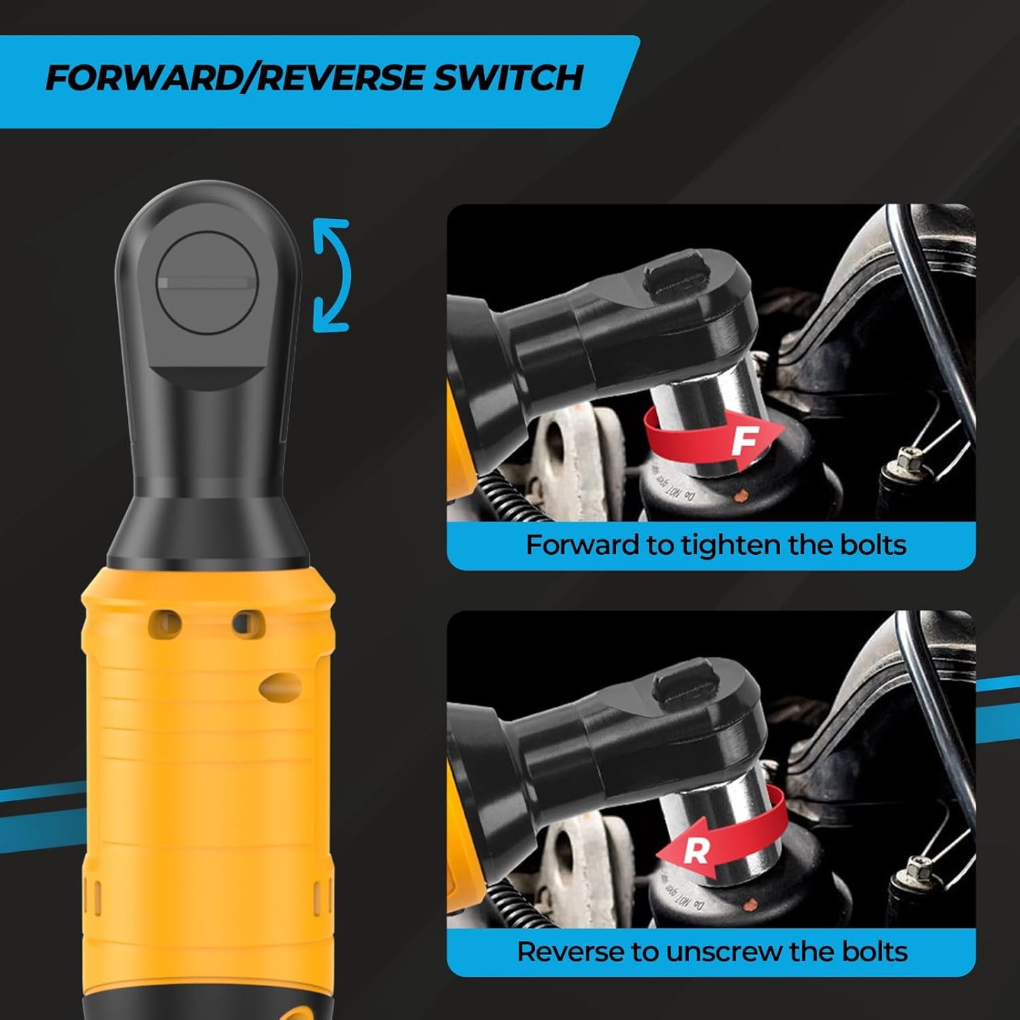 3/8 Cordless Ratchet Wrench Compatible With Dewalt 20V MAX Battery(No Battery) 74Ft-Lbs Brushless Ratchet Wrench with 7CS Sockets.1/4 Adapter.3 Extension Bar