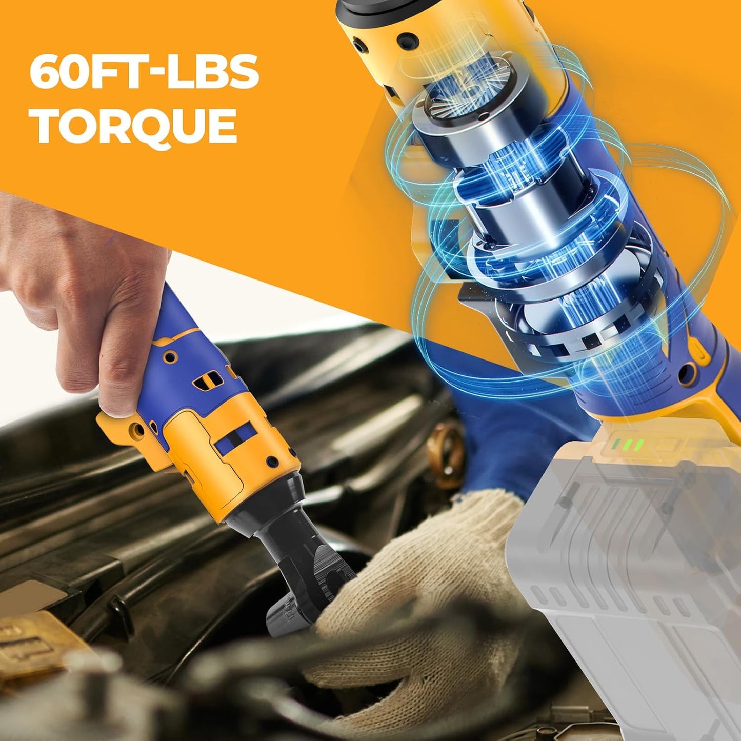 Ratchet Wrench Compatible With Dewalt 20V MAX Battery(No Battery) 3/8 Cordless Ratchet Wrench with 7CS Sockets.1/4 Adapter.3 Extension Bar