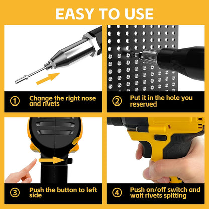 Rivet Gun Compatible with Dewalt 20V Max Battery(No Battery) Cordless Rivet Gun. Brushless Pop Rivet Gun Tool for Aluminum Nails 1/8. 5/32. 3/16(Not for Stainless Nails)