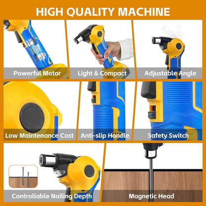 Palm Nailer Compatible with Dewalt 20V MAX Battery(NO Battery) Auto Hammer with Magnetic Collet Brushless 14000 RPM.0-90°Adjustable.Power Framing Nailer for Joist Hangers.Tight Spaces