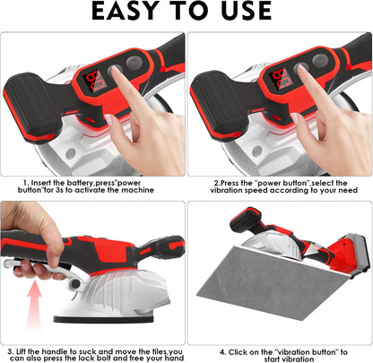 Tile Vibration Leveling Machine Compatible with Milwaukee 18V Battery(No Battery) Tile Vibration Tool with 8 Level.Digital Display.Suction Cup & & Lock Design for Floor/Tile/Wall