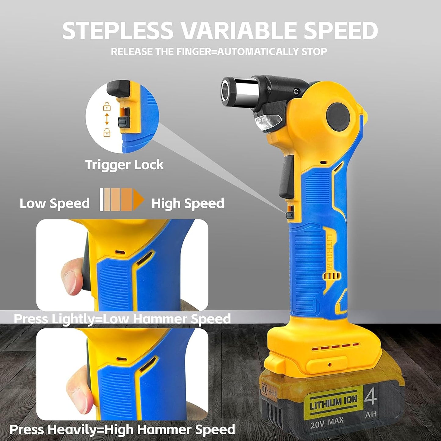 Palm Nailer Compatible with Dewalt 20V MAX Battery(NO Battery) Auto Hammer with Magnetic Collet Brushless 14000 RPM.0-90°Adjustable.Power Framing Nailer for Joist Hangers.Tight Spaces