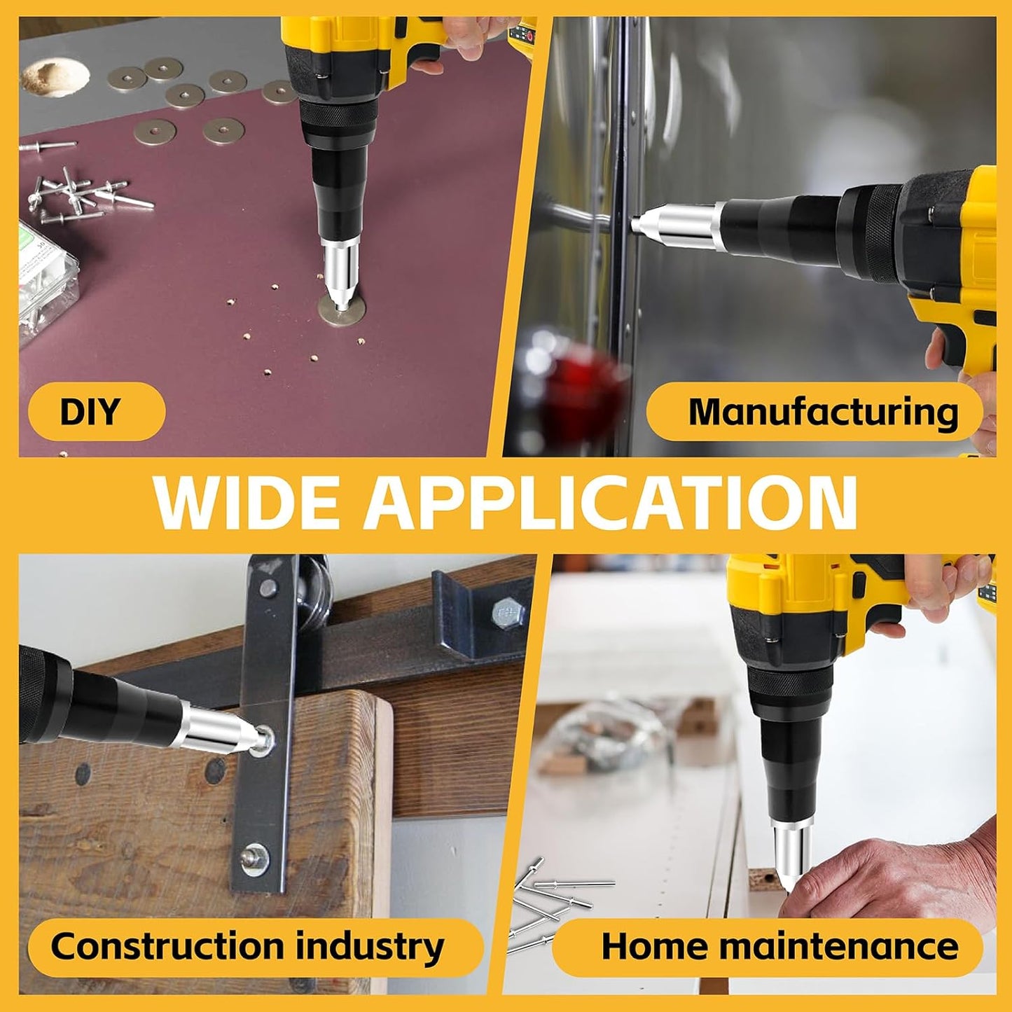 Rivet Gun Compatible with Dewalt 20V Max Battery(No Battery) Cordless Rivet Gun. Brushless Pop Rivet Gun Tool for Aluminum Nails 1/8. 5/32. 3/16(Not for Stainless Nails)