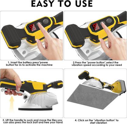 Tile Vibration Tool Compatible with Dewalt 20V Max Battery(No Battery) Tile Vibration Leveling Machine with 8 Level.Digital Display.Suction Cup & & Lock Design for Floor/Tile/Wall