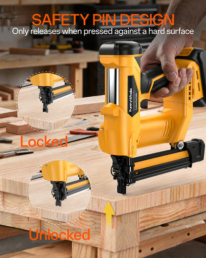3-in-1 Cordless Brad Nailer Compatible with Dewalt 20V Battery(No Battery) 16GA & 18 GA Finish Nailer, Brad Nailer, and Narrow Crown Staple Gun with Adjustable Depth,Tool-Free Jam Release