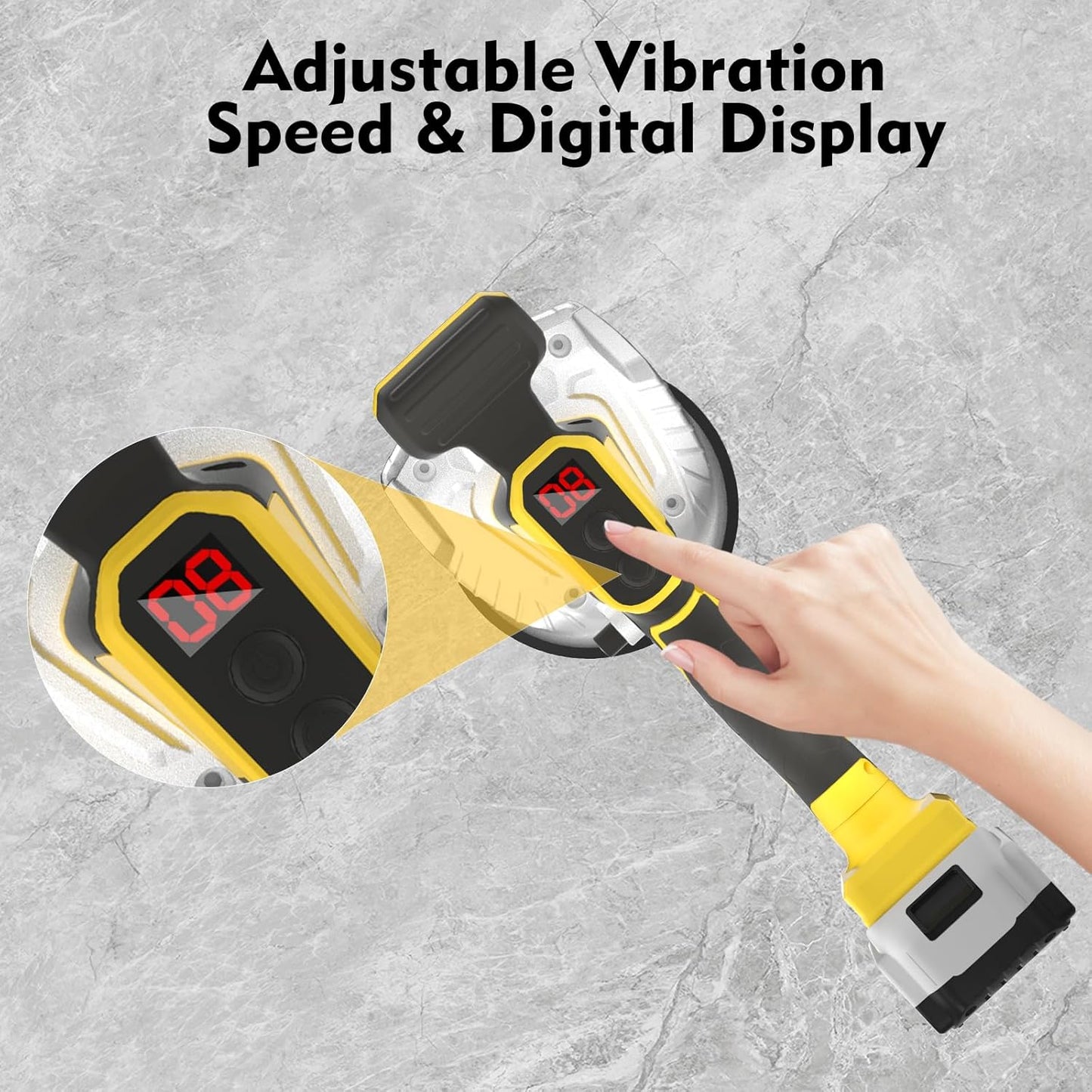 Tile Vibration Tool Compatible with Dewalt 20V Max Battery(No Battery) Tile Vibration Leveling Machine with 8 Level.Digital Display.Suction Cup & & Lock Design for Floor/Tile/Wall