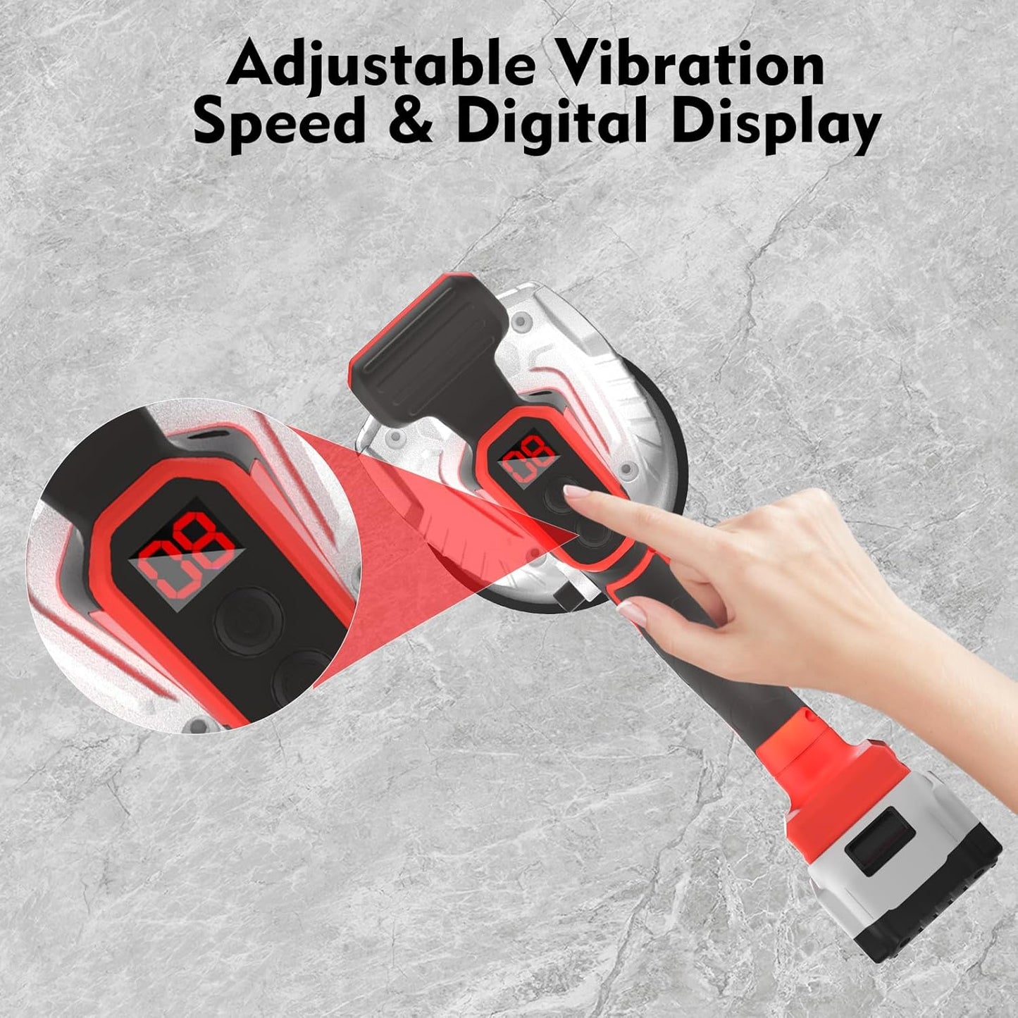 Tile Vibration Leveling Machine Compatible with Milwaukee 18V Battery(No Battery) Tile Vibration Tool with 8 Level.Digital Display.Suction Cup & & Lock Design for Floor/Tile/Wall
