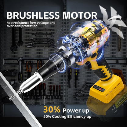 Rivet Gun Compatible with Dewalt 20V Max Battery(No Battery) Cordless Rivet Gun. Brushless Pop Rivet Gun Tool for Aluminum Nails 1/8. 5/32. 3/16(Not for Stainless Nails)