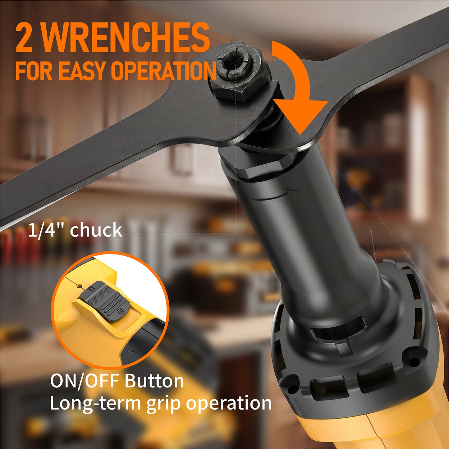 Cordless Die Grinder Compatible with Dewalt 20V Battery(No Battery) Brushless Die Grinder Up to 26500RPM, 1/4" Precision Collet, 6 Speed Power Grinder for Metal Wood Plastic Grind