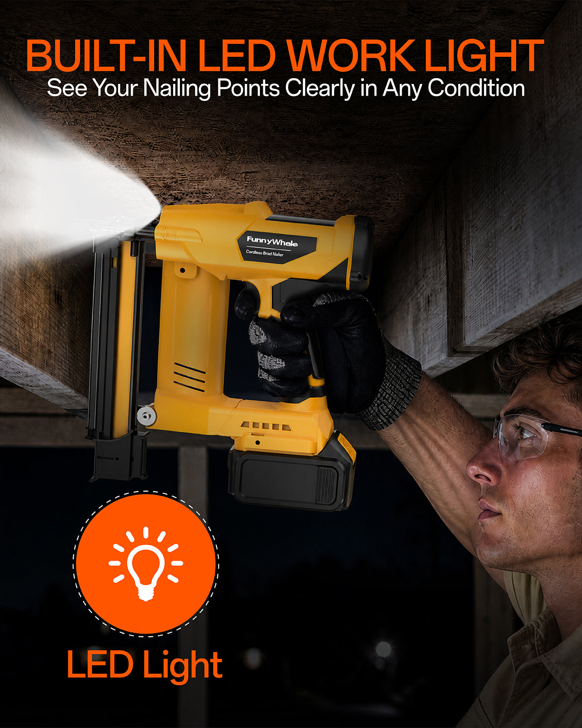 3-in-1 Cordless Brad Nailer Compatible with Dewalt 20V Battery(No Battery) 16GA & 18 GA Finish Nailer, Brad Nailer, and Narrow Crown Staple Gun with Adjustable Depth,Tool-Free Jam Release