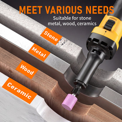 Cordless Die Grinder Compatible with Dewalt 20V Battery(No Battery) Brushless Die Grinder Up to 26500RPM, 1/4" Precision Collet, 6 Speed Power Grinder for Metal Wood Plastic Grind