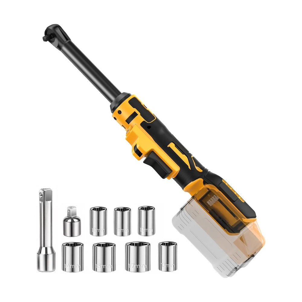 3/8 Extended Cordless Ratchet Wrench Compatible with Dewalt 20V MAX Batteries(No Battery) 60Ft-Lbs Electric Power Ratchet Wrench.Built-in LED Light. Extended 6-inch Long Neck